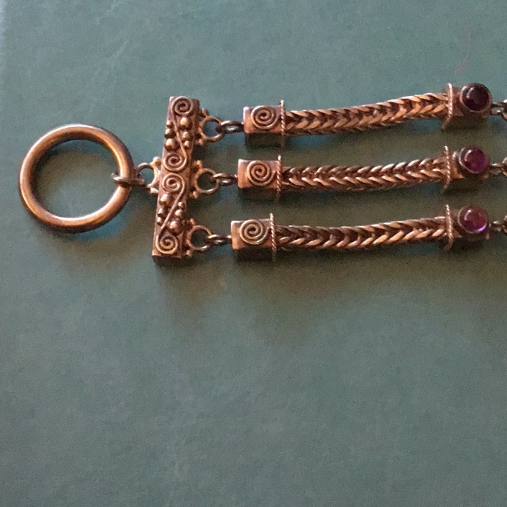 ❤️Vintage Sterling Silver Amethyst Bracelet EUC - Picture 5 of 9